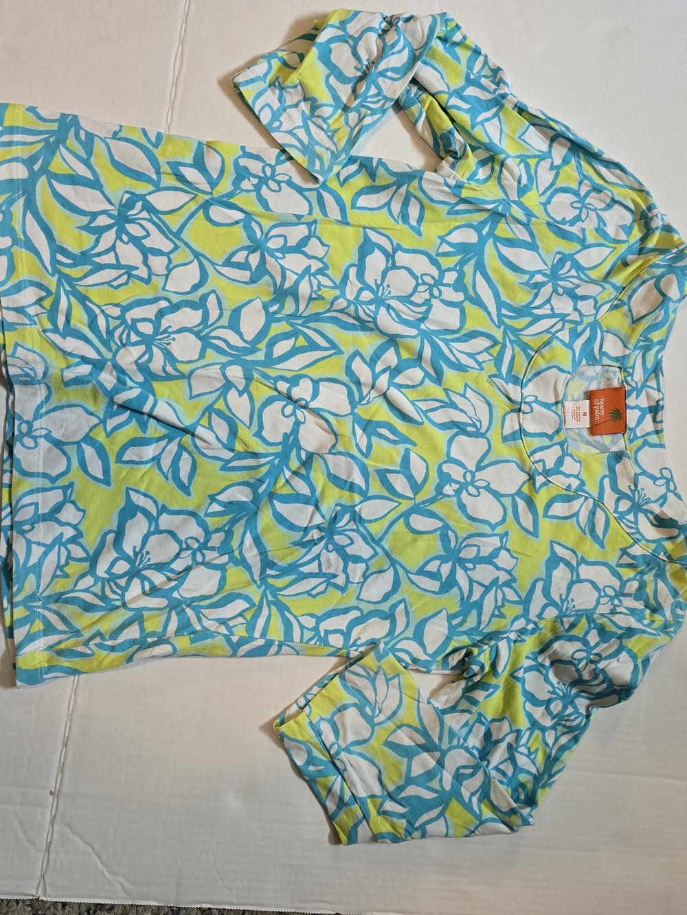 hearts of palm Blue & Lime Floral Long Sleeve Tee